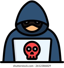 Cybercriminals Icon Lineal Color Vector Illustration