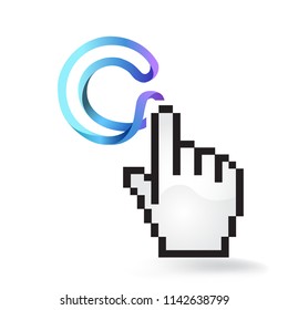 CyberMiles Cryptocurrency Coin Sign Hand Cursor Click Isolated