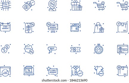 Cybermonday Outline Icon Pack - All Elements On This Template Are Editable With Vector Software