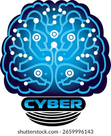 cybernetic brain logo vector illustration