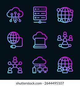 Illustrationen zur kybernetischen Cloud und zum Netzwerk. Symbol-Illustration