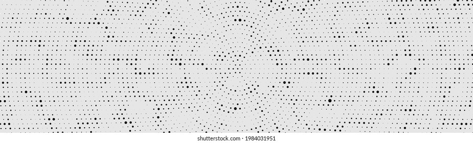 Cybernetic futuristic background. Big data visualization. Black-white Halftones. Matrix glitch. Vector illustration.