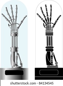 cybernetic hand with stencil. vector illustration