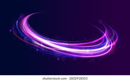 Cybernetic Light Waves: A Stunning Composition of Luminous Motion Rings and Glowing Arc Traces That Resemble High-Speed Energy Orbits, Hovering in a Neon-Drenched Sci-Fi Universe