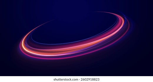 Cybernetic Light Waves: A Stunning Composition of Luminous Motion Rings and Glowing Arc Traces That Resemble High-Speed Energy Orbits, Hovering in a Neon-Drenched Sci-Fi Universe