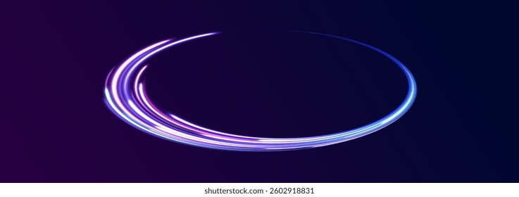 Cybernetic Light Waves: A Stunning Composition of Luminous Motion Rings and Glowing Arc Traces That Resemble High-Speed Energy Orbits, Hovering in a Neon-Drenched Sci-Fi Universe