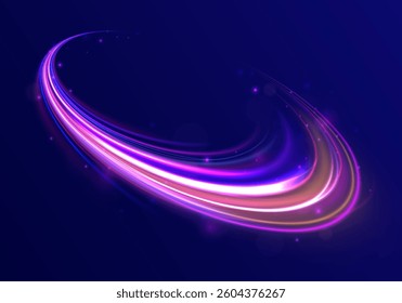 Cybernetic Light Waves: A Stunning Composition of Luminous Motion Rings and Glowing Arc Traces That Resemble High-Speed Energy Orbits, Hovering in a Neon-Drenched Sci-Fi Universe