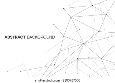 Cybernetic modern background. White gray geometric vector illustration with node, dot and lines.