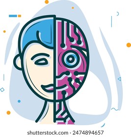 cybernetic organism development process concept,cyborg organic biomechatronic body parts vector design, Artificial general intelligence symbol, Natural Language Processing sign, Machine Deep Learning