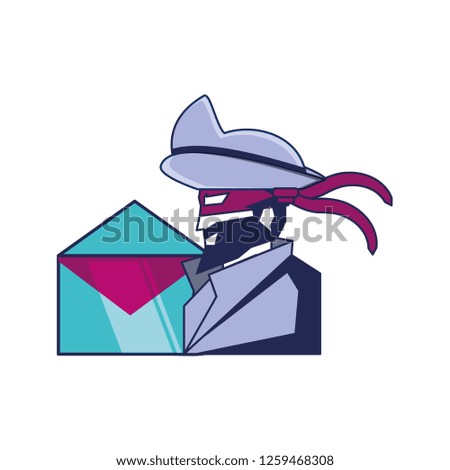 cybernetic pirate with envelope mail