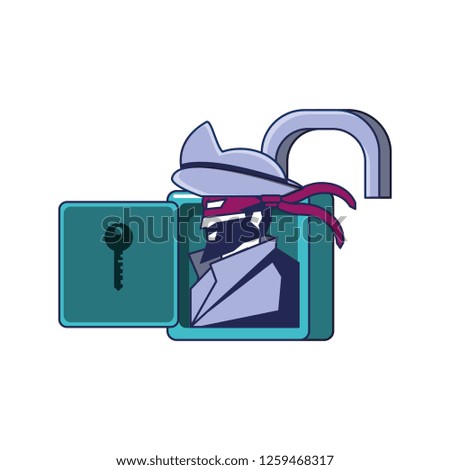 cybernetic pirate in padlock