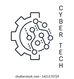 Cybernetic technology. Vector linear icon.