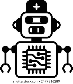 cybernetics Biorobot vector design, Artificial general intelligence symbol, Natural Language Processing sign, Machine and Deep Learning stock illustration, Caregiver Robots Programed with AI concept