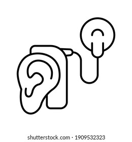 Cybernetics, cochlear implant vector illustration. Simple line style for web and app. Hearing therapy concept. EPS 10