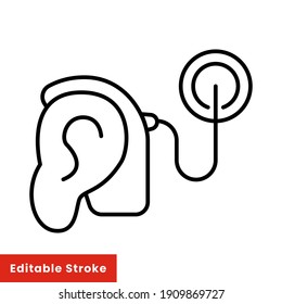Cybernetics, cochlear implant vector illustration. Simple line style for web and app. Hearing therapy concept. Editable stroke EPS 10
