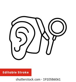 Cybernetics, cochlear implant vector illustration. Simple line style for web and app. Hearing therapy concept. Editable stroke EPS 10