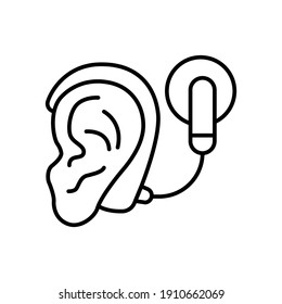 Cybernetics, cochlear implant vector illustration. Simple line style for web and app. Hearing therapy concept. EPS 10