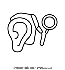Cybernetics, cochlear implant vector illustration. Simple line style for web and app. Hearing therapy concept. EPS 10