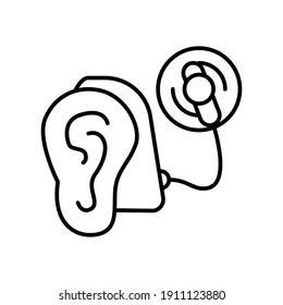 Cybernetics, cochlear implant vector illustration. Simple line style for web and app. Hearing therapy concept. EPS 10