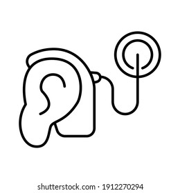 Cybernetics, cochlear implant vector illustration. Simple line style for web and app. Hearing therapy concept. EPS 10