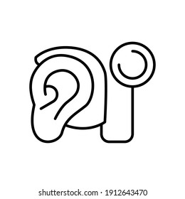 Cybernetics, cochlear implant vector illustration. Simple line style for web and app. Hearing therapy concept. EPS 10