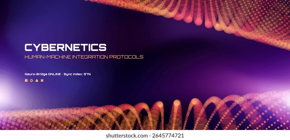 Cybernetics human-machine integration protocols. Digital technology background with a DNA-like structure. Vector science template.