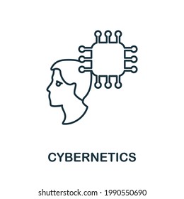 Cybernetics line icon. Creative outline design from artificial intelligence icons collection. Thin cybernetics icon for infographics and banner