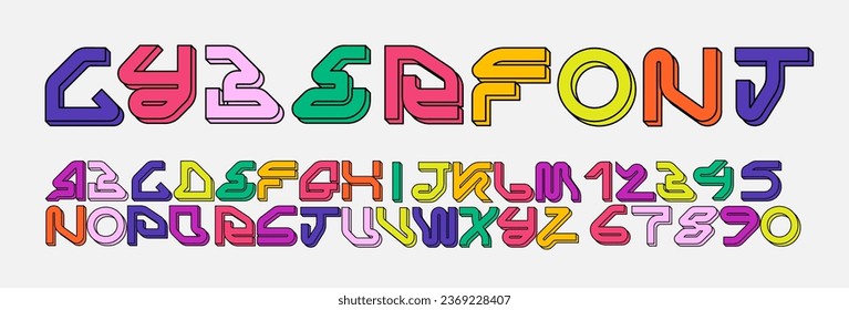 Cyberpunk 3d Alphabet, a cutting-edge sci-fi font featuring neon lettering that captures the essence of techno culture. Ideal for gaming, sports, or any project seeking a bold and futuristic aesthetic