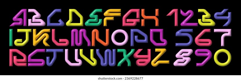 Cyberpunk 3d Alphabet, a cutting-edge sci-fi font featuring neon lettering that captures the essence of techno culture. Ideal for gaming, sports, or any project seeking a bold and futuristic aesthetic