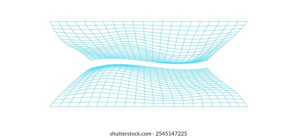 Cyberpunk 3d grid tunnel, futuristic abstract wire frame form symbol, vaporwave neon grid pattern structure icon, y2k trendy 3d wireframe shape illustration, cyber tech geometry net figure object.