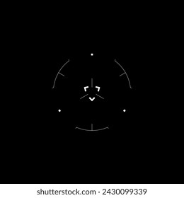 Objetivo Cyberpunk, objetivo redondo de estilo tecnológico, vista HUD, interfaz virtual futurista para el juego, cruz HUD. Punto de orientación GUI, retícula de destino vectorial, punto de enfoque.