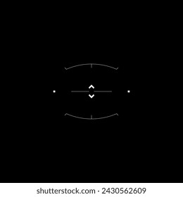 Cyberpunk aim, tech style round target, HUD sight, virtual futuristic GUI, HUD crosshair. GUI aiming point, vector targeting reticle, focusing point.