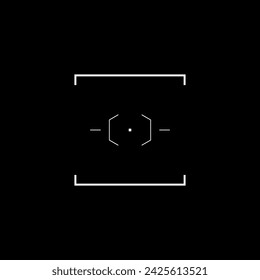 Objetivo Cyberpunk, objetivo de estilo tecnológico, HUD vista cuadrada, interfaz virtual futurista para el juego, interfaz HUD cruz. Punto de orientación vectorial GUI, retícula de segmentación digital, punto de enfoque de diseño de juego.