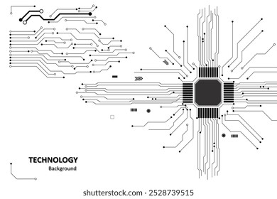 Cyberpunk black circuit diagram on white background. High-tech circuit board connection system. Central Computer Processors CPU concept. technology on white background.