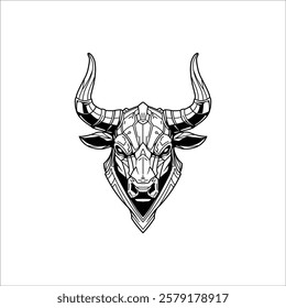 Cyberpunk bull head hand drawn illustration artwork