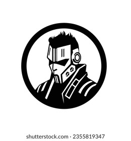 Cyberpunk character icon, a dynamic blend of technology and style.