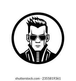 Cyberpunk character icon, a dynamic blend of technology and style.