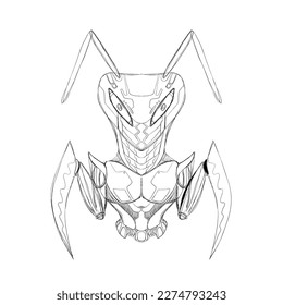 cyberpunk chibi praying mantis sketch