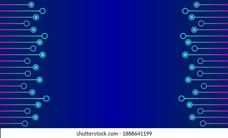 Cyberpunk Circuit Board Background Design Template. Abstract Technology Vector Illustration. Sci-Fi PCB Trace Data Transfer Design Concept. Neon Blue Pink Gradient