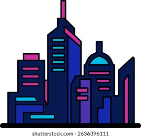 cyberpunk city flat style vector