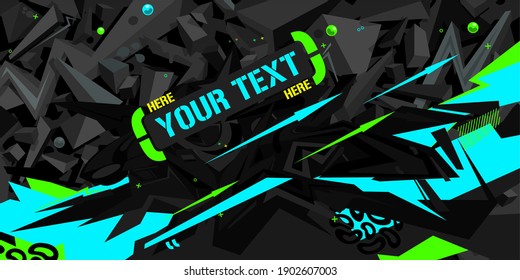 Cyberpunk Dark Black And Neon Abstract Graffiti Style Background Vector Illustration Art