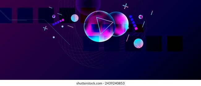 Cyberpunk Dark retro elementos futuristas abstracción de fondo cosmos synthwave vaporwave retrowave glitch circle con brillo azul y rosa