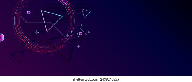 Cyberpunk Dark retro futuristic elements abstraction background cosmos synthwave vaporwave retrowave glitch circle with blue and pink glows