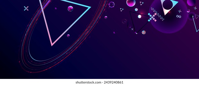 Cyberpunk Dark retro futuristic elements abstraction background cosmos synthwave vaporwave retrowave glitch circle with blue and pink glows