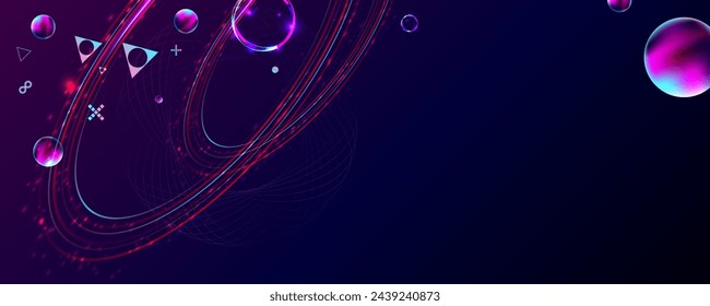 Cyberpunk Dark retro futuristic elements abstraction background cosmos synthwave vaporwave retrowave glitch circle with blue and pink glows