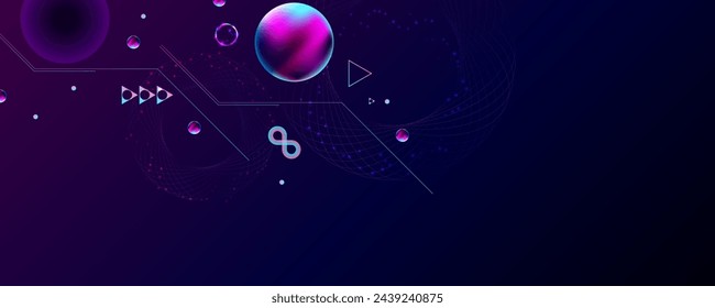 Cyberpunk Dark retro futuristic elements abstraction background cosmos synthwave vaporwave retrowave glitch circle with blue and pink glows