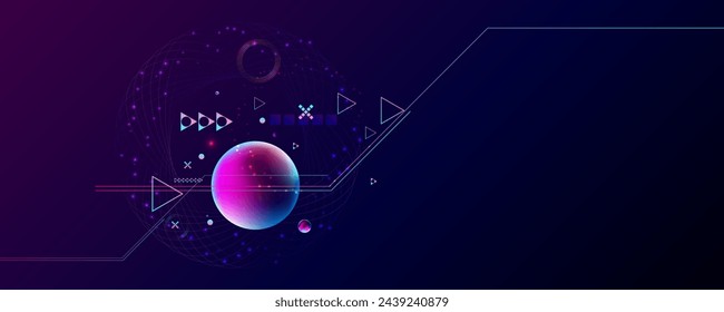 Cyberpunk Dark retro futuristic elements abstraction background cosmos synthwave vaporwave retrowave glitch circle with blue and pink glows