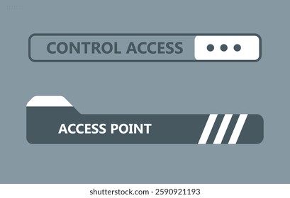 Cyberpunk decal. Access control icons and login points. Buttons for websites