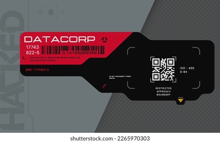 Cyberpunk decal. Vector sticker, label in futuristic style. Sci fi signs, inscriptions and symbols.