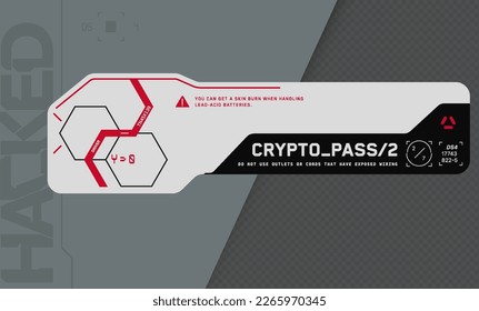 Cyberpunk decal. Vector sticker, label in futuristic style. Sci fi signs, inscriptions and symbols.